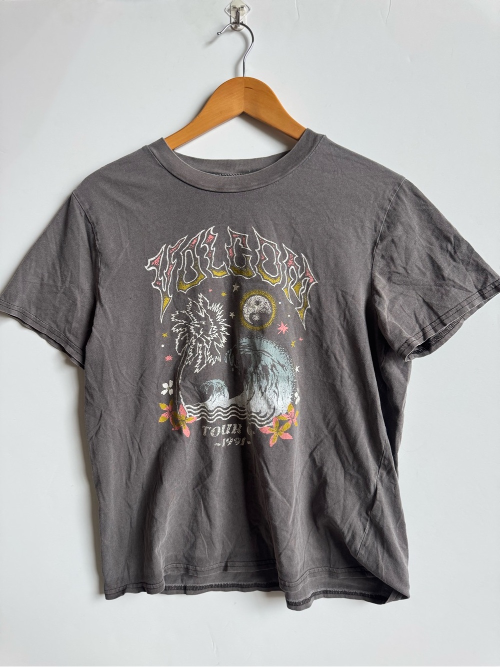 Volcom Gray Graphic Short Sleeve Tee with Multicolor Print